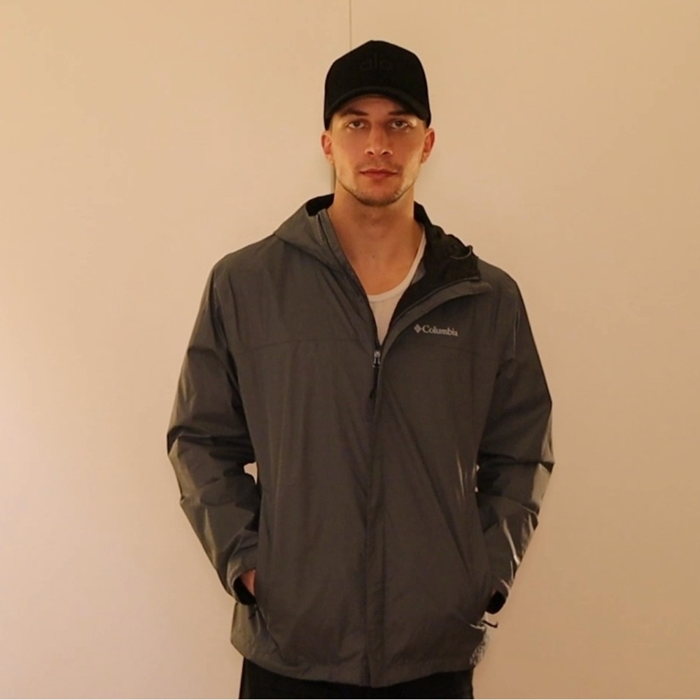 Columbia Black Raincoat Lightweight Zip-Up
